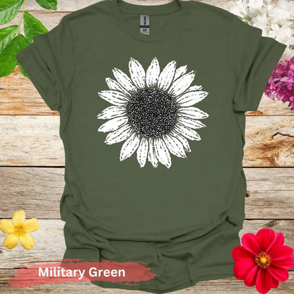 Sunflower Graphic T-shirt - S / Military Green - Physical Item