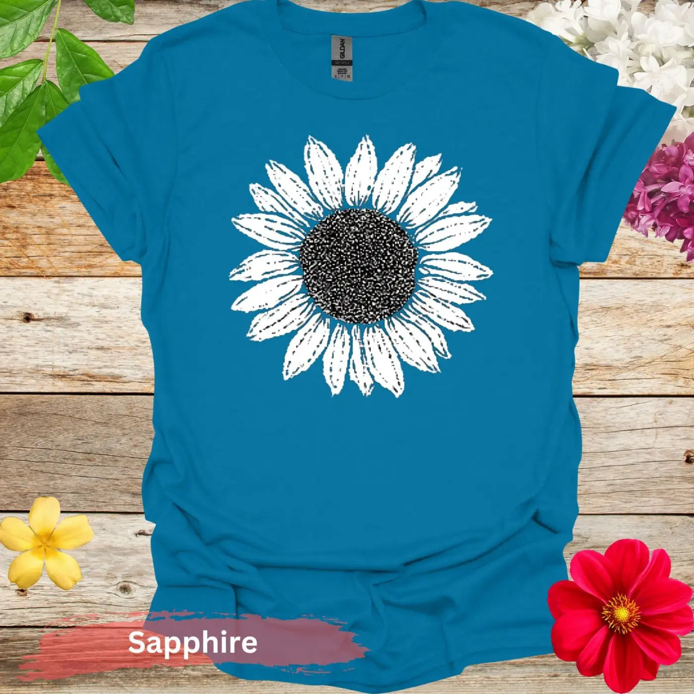 Sunflower Graphic T-shirt - S / Sapphire - Physical Item