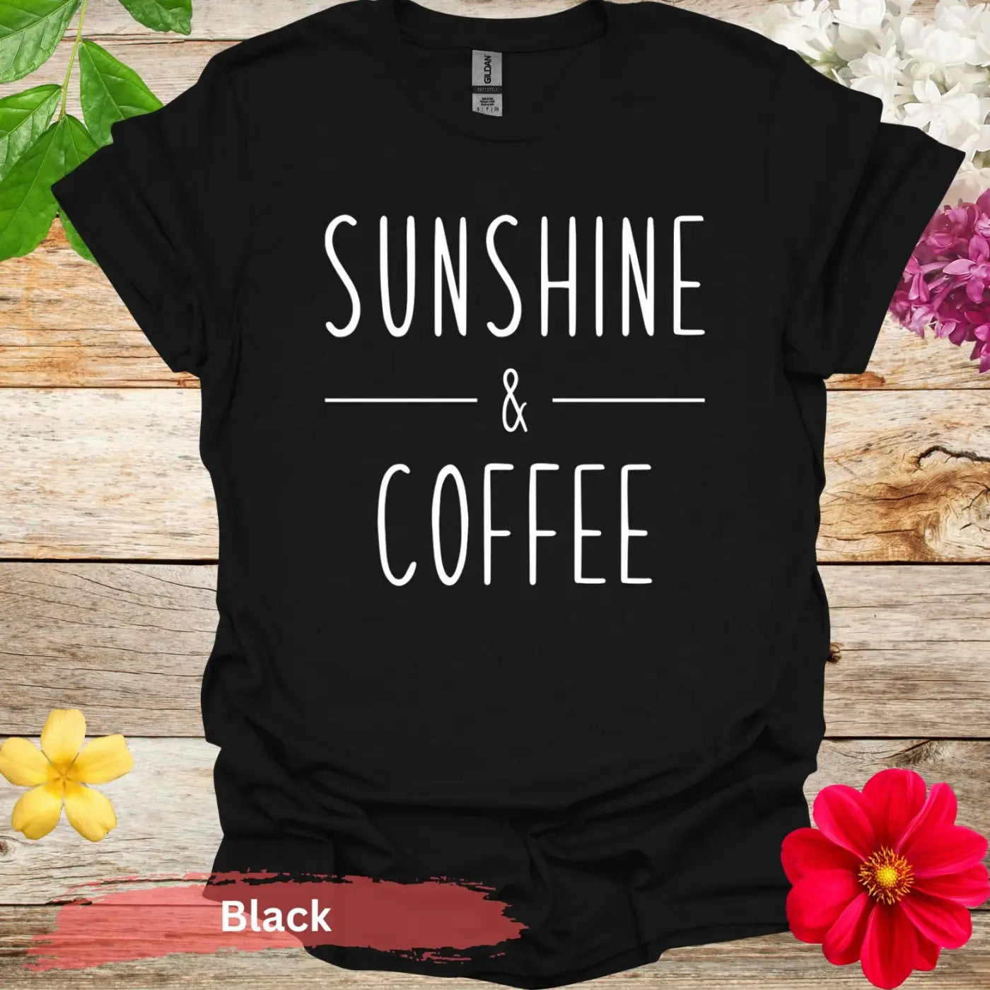 Sunshine and Coffee T-Shirt - S / Black - Physical Item