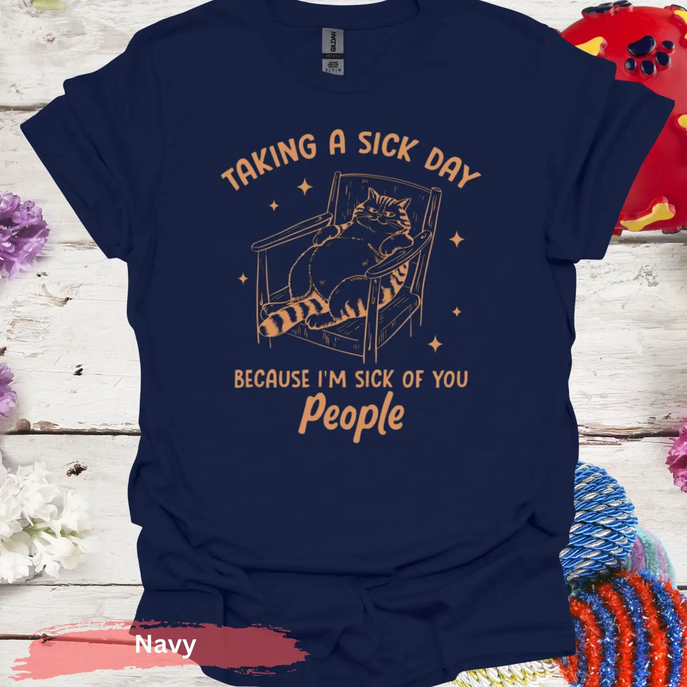 Taking a Sick Day T-Shirt - S / Navy - Physical Item