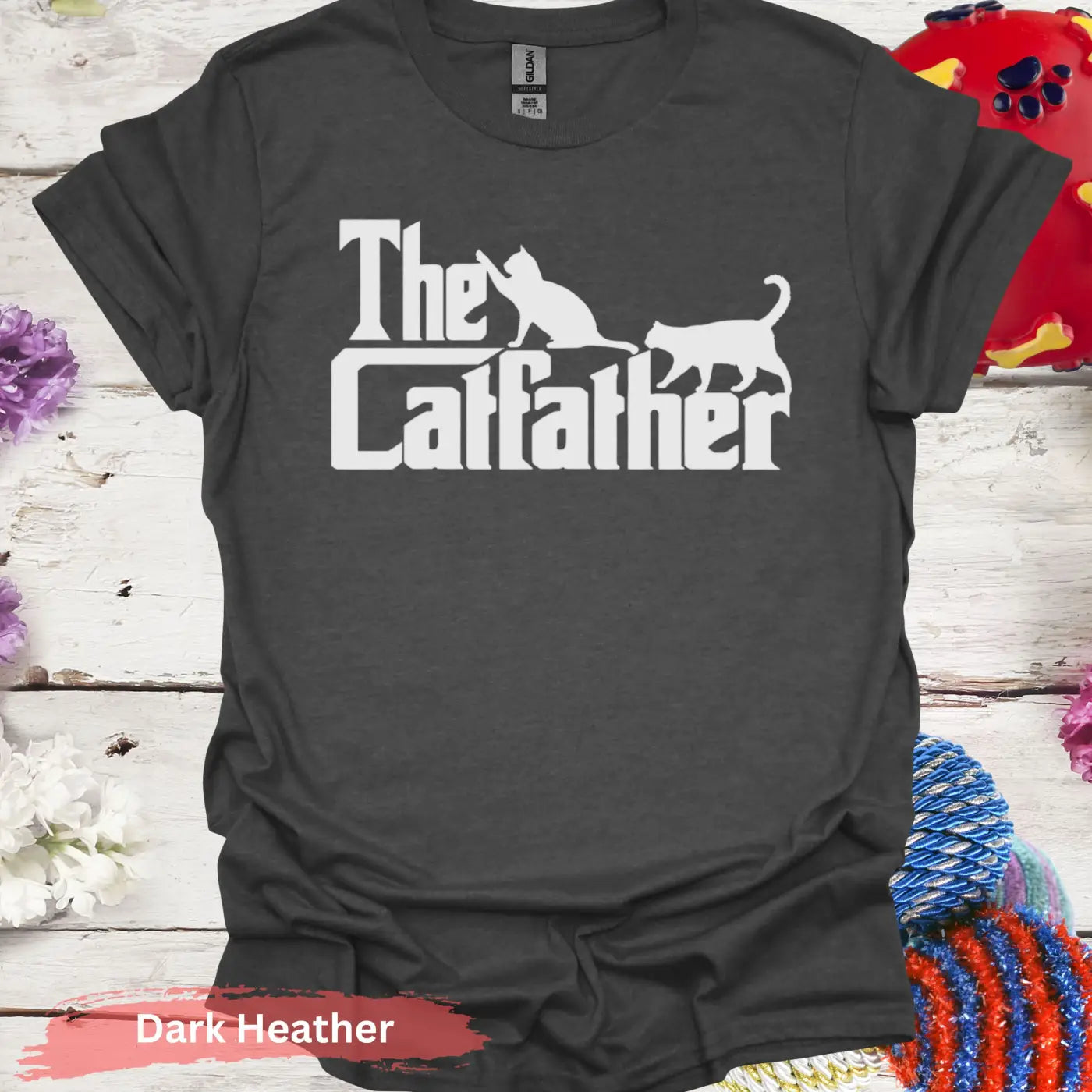 The Catfather Funny Cat T-shirt - S / Dark Heather - Physical Item