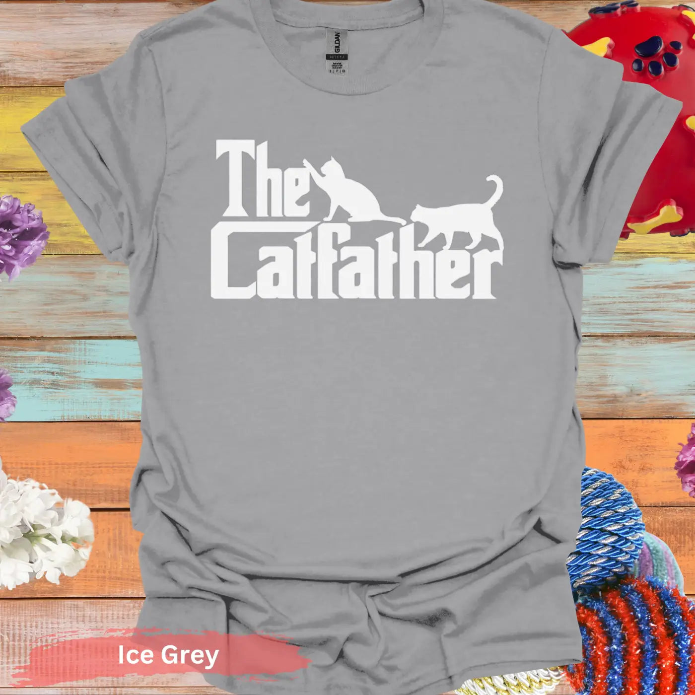 The Catfather Funny Cat T-shirt - S / Ice Grey - Physical Item