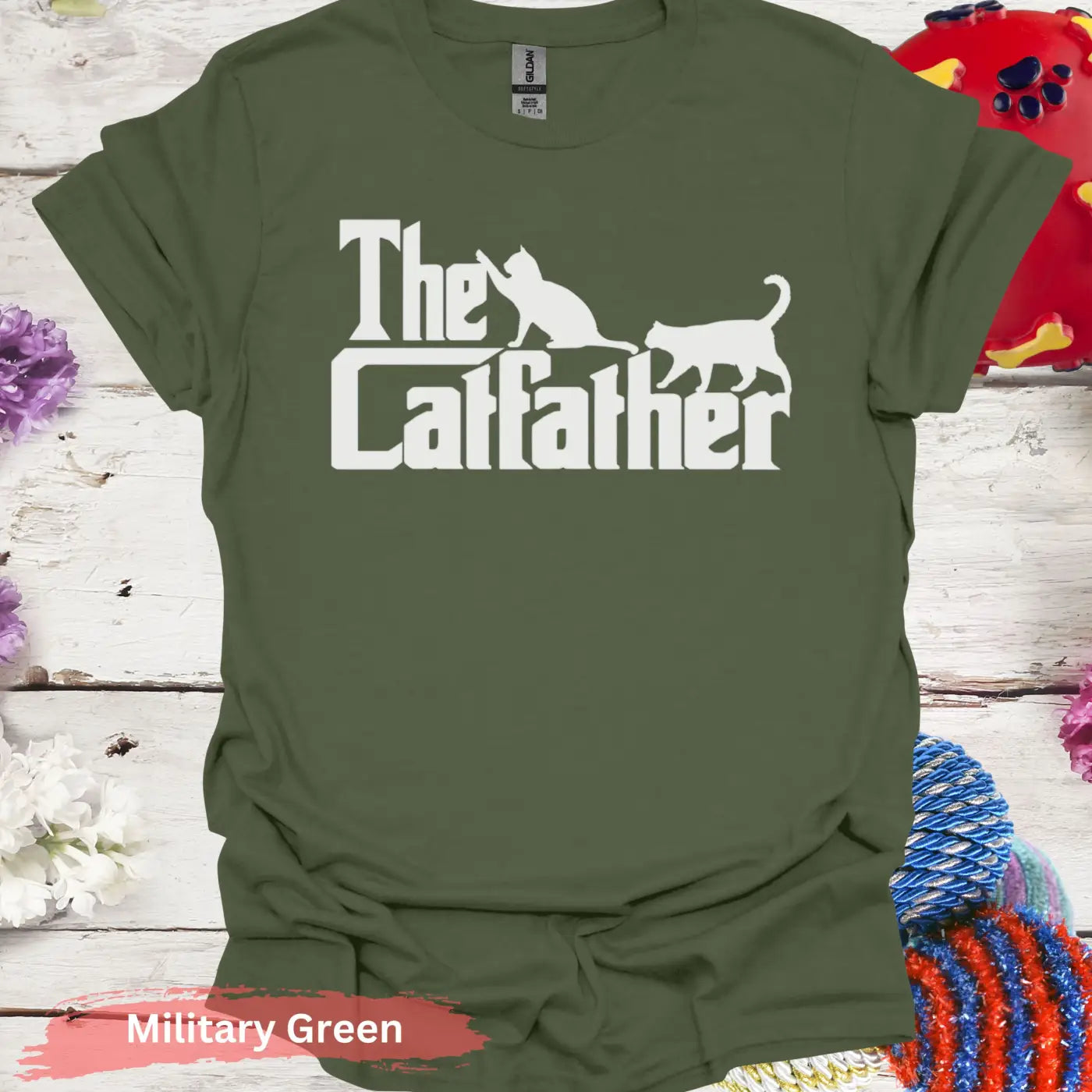 The Catfather Funny Cat T-shirt - S / Military Green - Physical Item