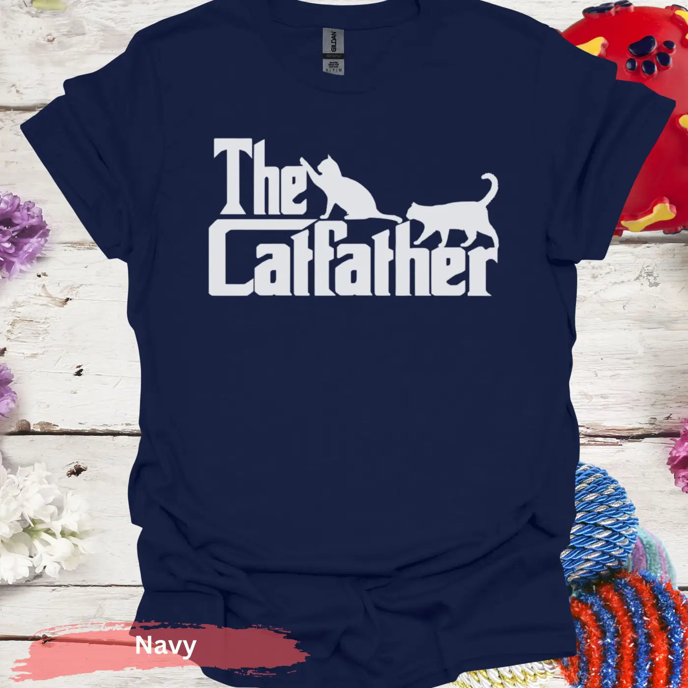 The Catfather Funny Cat T-shirt - S / Navy - Physical Item