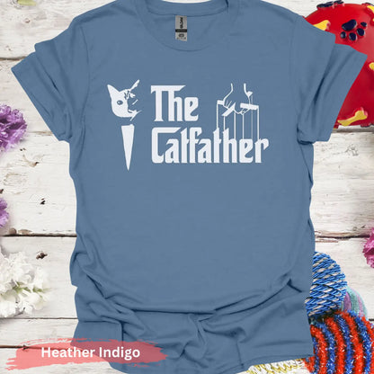 The Catfather T-shirt - S / Heather Indigo - Physical Item