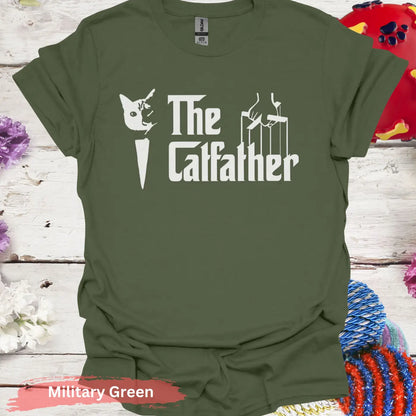 The Catfather T-shirt - S / Military Green - Physical Item