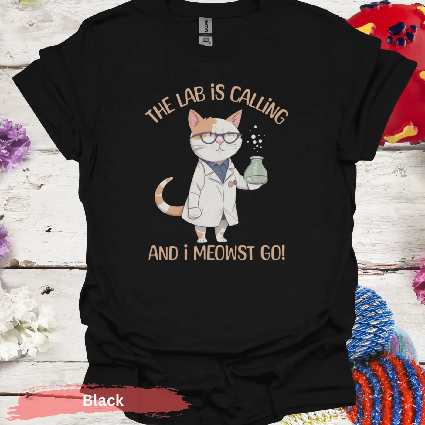 The Lab Is Calling And I Meowst Go T-Shirt - Black / S - Physical Item