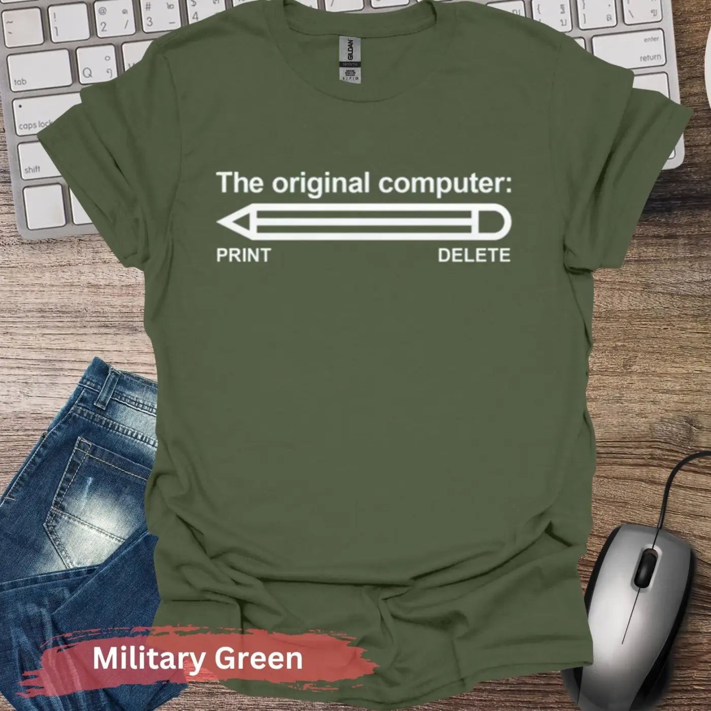 The Original Computer T-shirt - S / Military Green - Physical Item