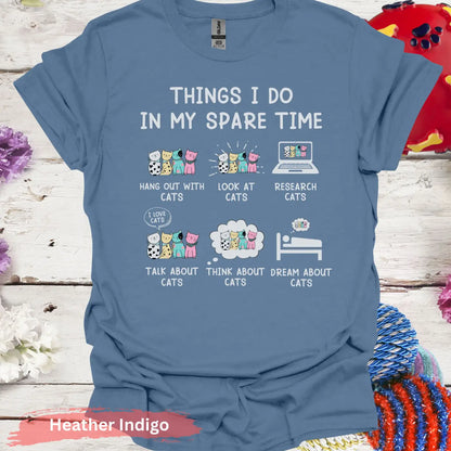 Things I Do In My Spare Time T-shirt - S / Heather Indigo - Physical Item