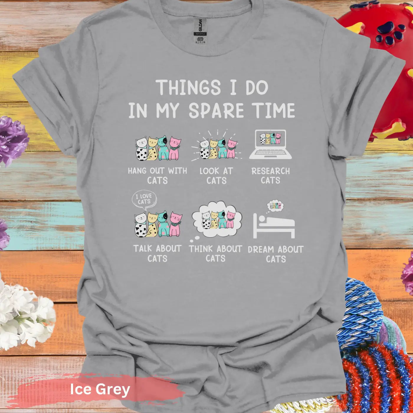 Things I Do In My Spare Time T-shirt - S / Ice Grey - Physical Item