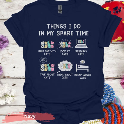 Things I Do In My Spare Time T-shirt - S / Navy - Physical Item