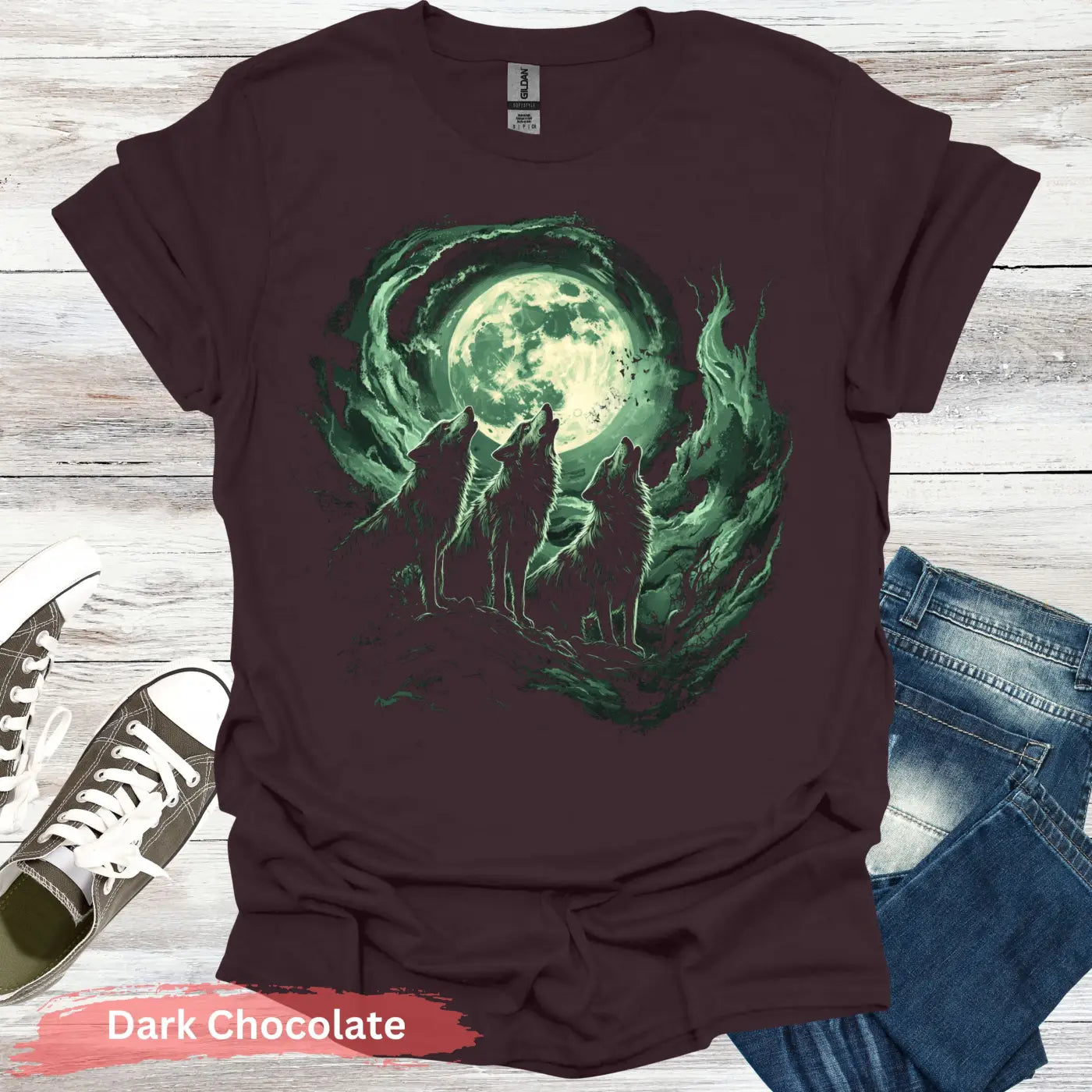 Three Wolves and a Moon T-shirt - Physical Item