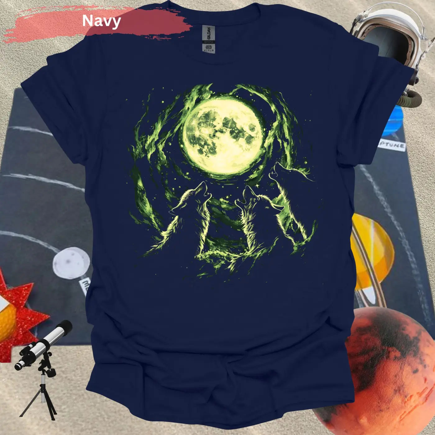 Three Wolves Howling at the Moon T-Shirt - Physical Item