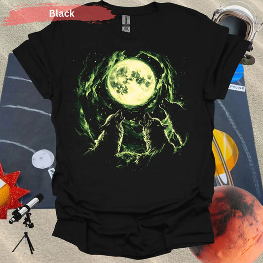 Three Wolves Howling at the Moon T-Shirt - Physical Item