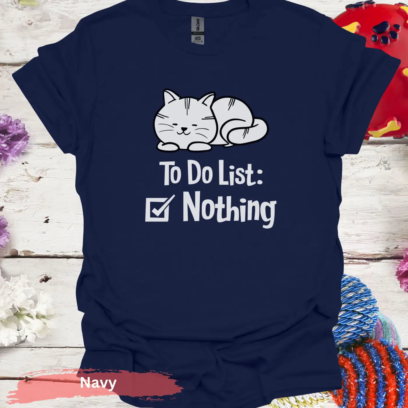 To Do List Nothing Funny Cat T-shirt - S / Navy - Physical Item