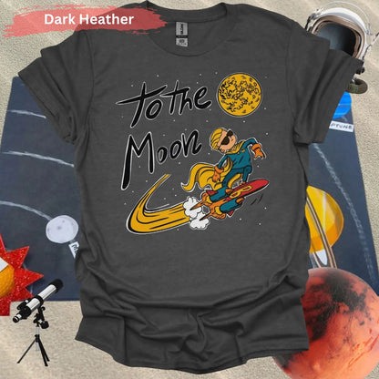 To The Moon Cool Rocket Rider T-shirt - S / Dark Heather - Physical Item