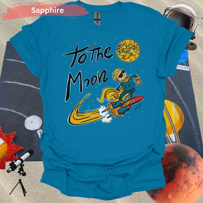 To The Moon Cool Rocket Rider T-shirt - S / Sapphire - Physical Item