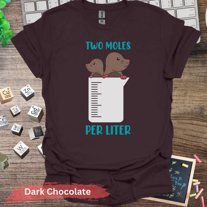 Two Moles Per Liter T-shirt - S / Dark Chocolate - Physical Item