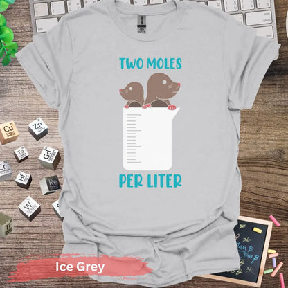 Two Moles Per Liter T-shirt - S / Ice Grey - Physical Item