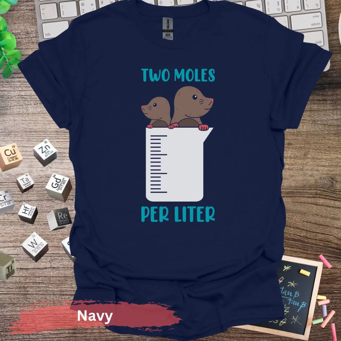 Two Moles Per Liter T-shirt - S / Navy - Physical Item