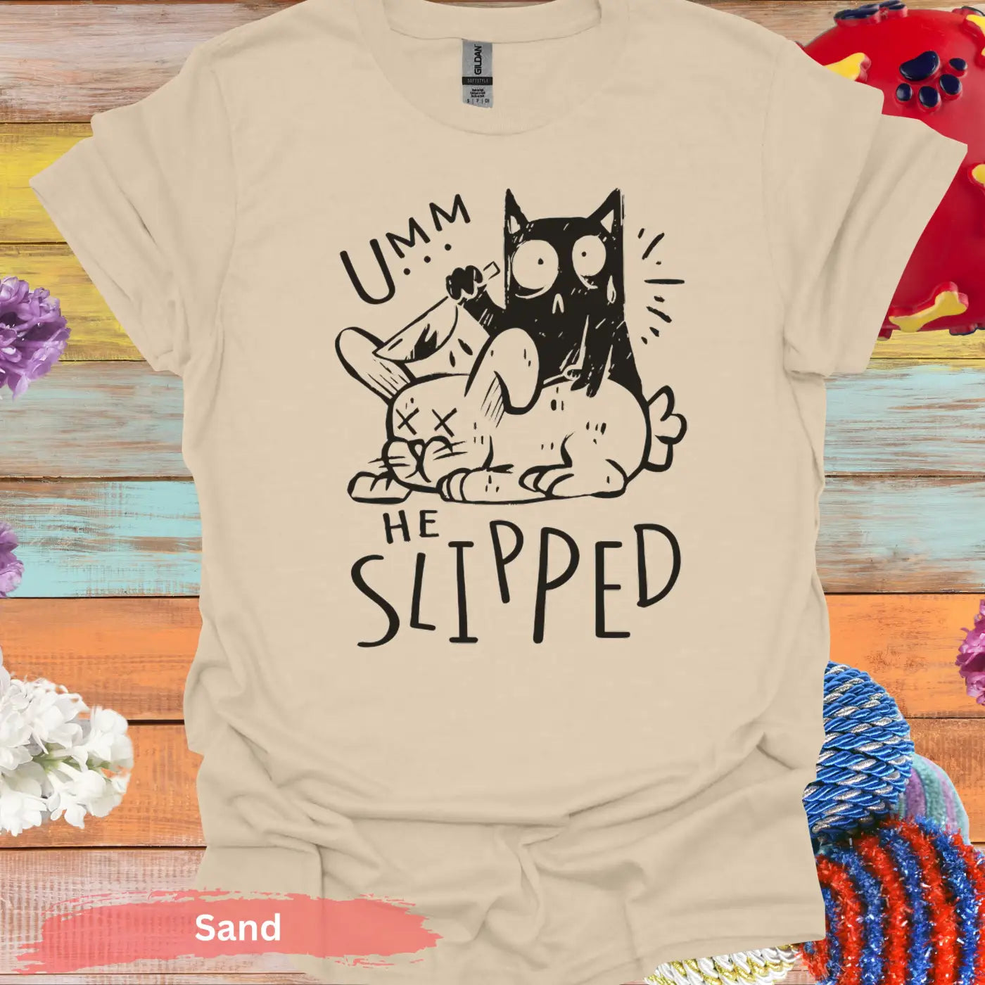 Umm He Slipped T-shirt - S / Sand - Physical Item