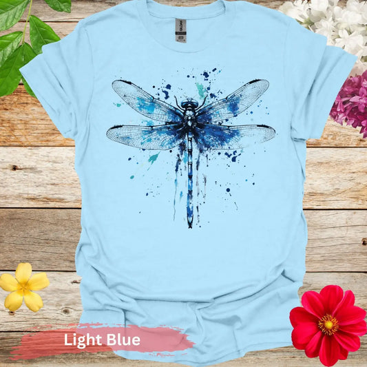 Blue Dragonfly Watercolor T-Shirt - S / Light - Physical Item