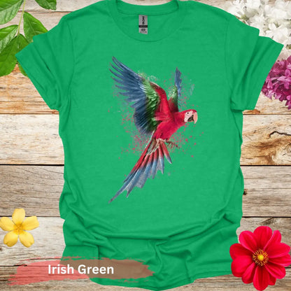 Vibrant Flying Parrot Graphic T-Shirt - S / Irish Green - Physical Item