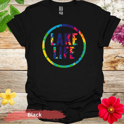 Vibrant Lake Life Graphic T-shirt - S / Black - Physical Item