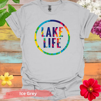 Vibrant Lake Life Graphic T-shirt - S / Ice Grey - Physical Item