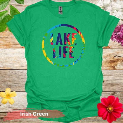 Vibrant Lake Life Graphic T-shirt - S / Irish Green - Physical Item