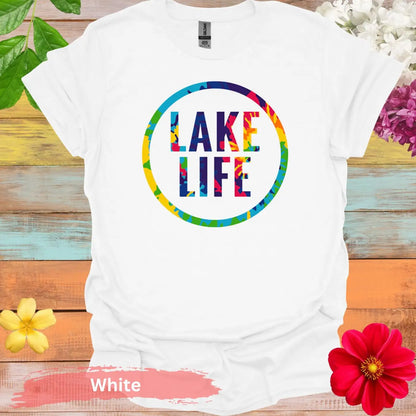 Vibrant Lake Life Graphic T-shirt - S / White - Physical Item