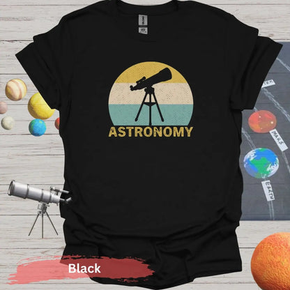 Retro Astronomy Telescope T-shirt - Black / S - Physical Item