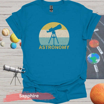 Retro Astronomy Telescope T-shirt - Sapphire / S - Physical Item