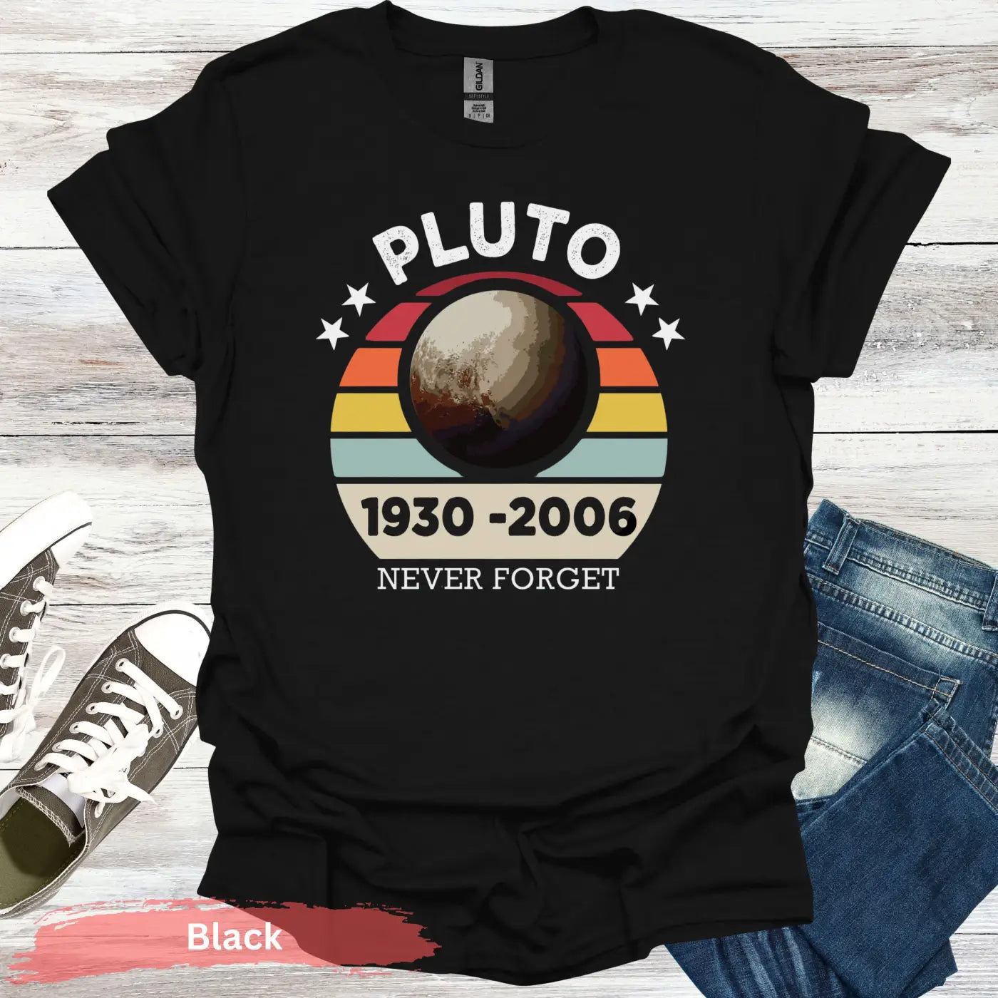 Vintage Pluto Never Forget T-Shirt - S / Black - Physical Item