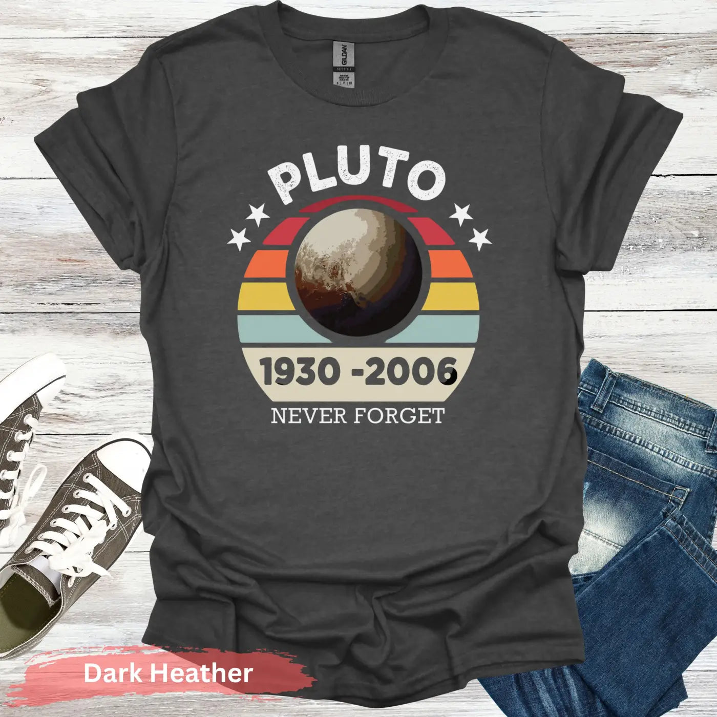 Vintage Pluto Never Forget T-Shirt - S / Dark Heather - Physical Item
