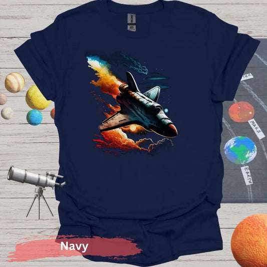 Vintage Space Shuttle Launch T-Shirt - S / Navy - Physical Item