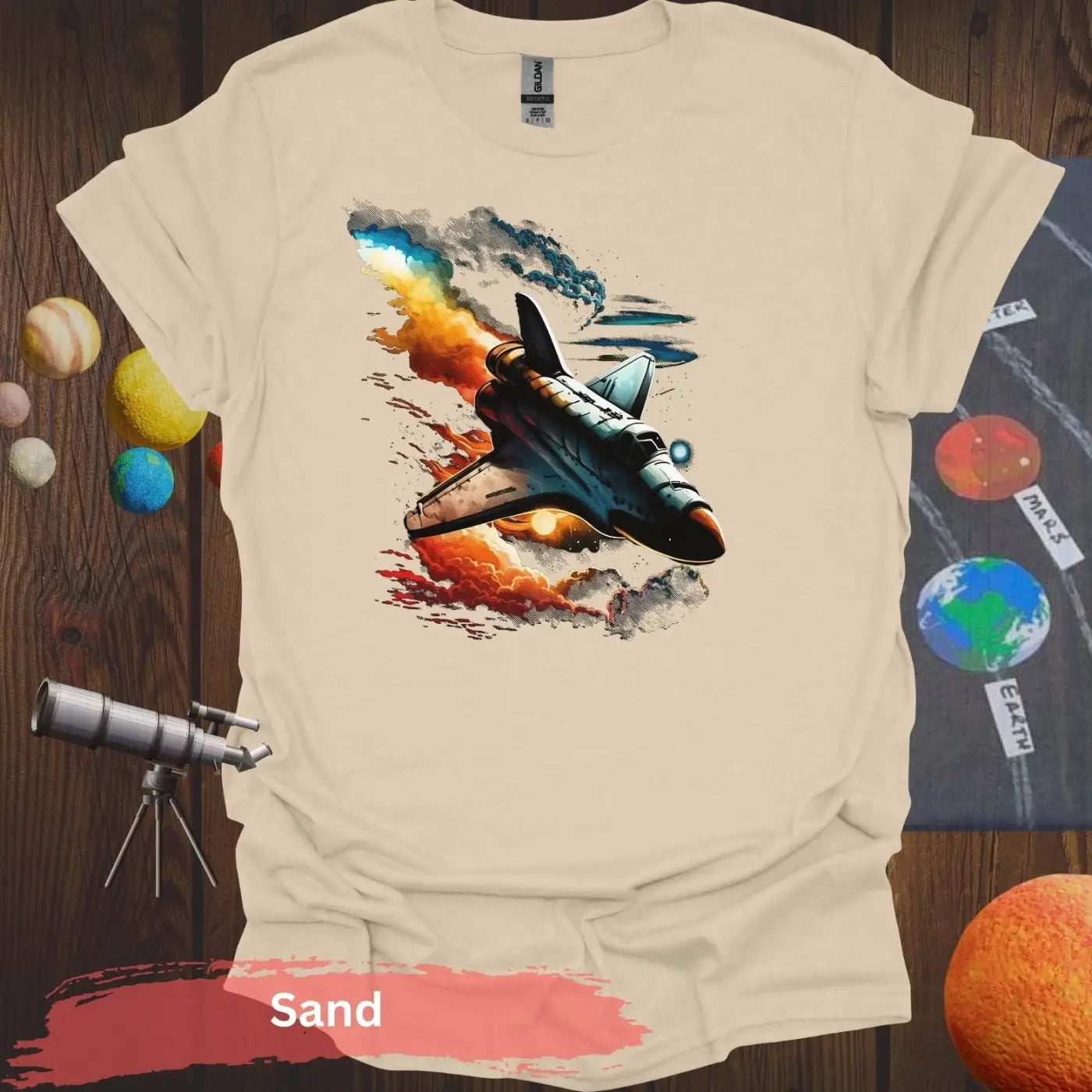 Vintage Space Shuttle Launch T-Shirt - S / Sand - Physical Item