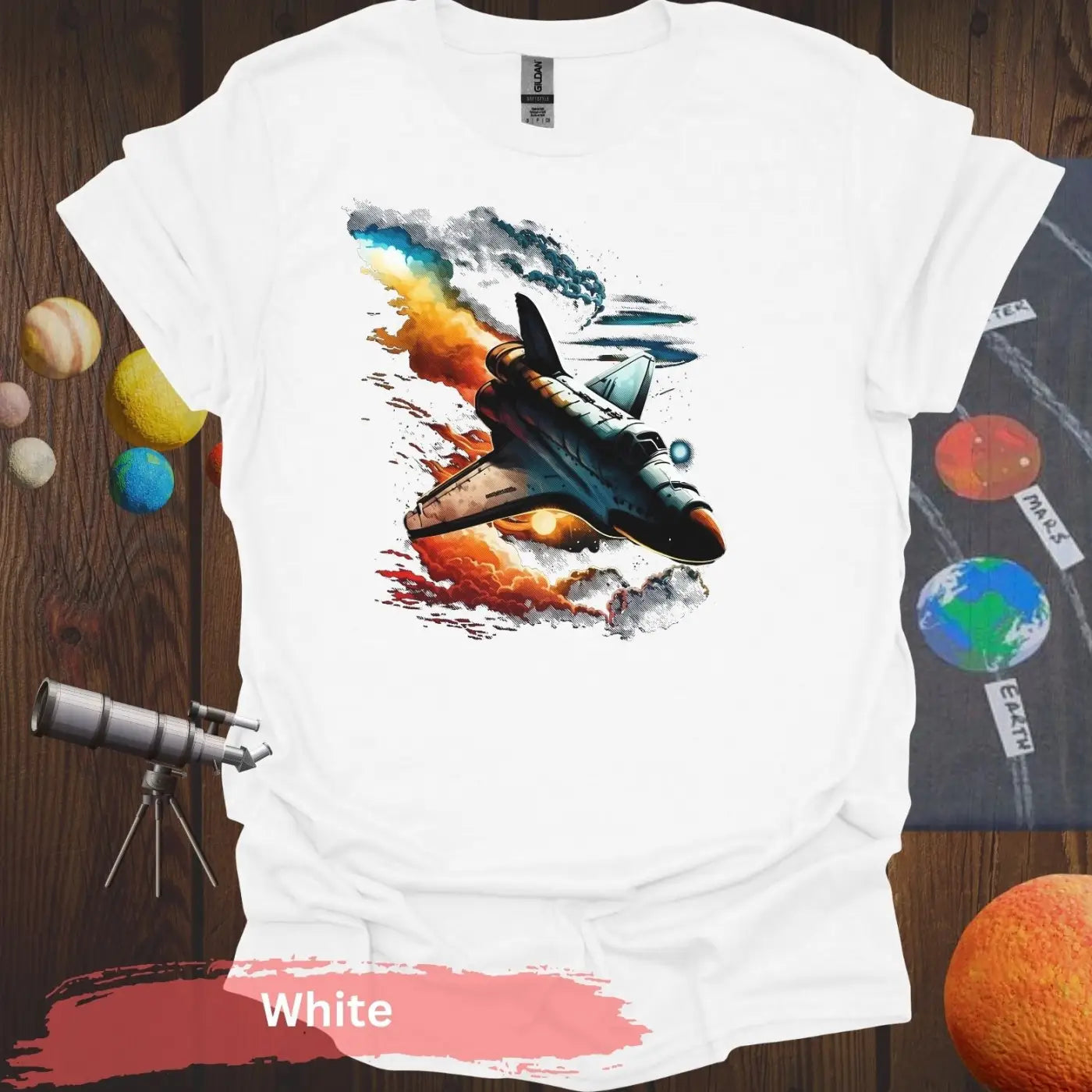 Vintage Space Shuttle Launch T-Shirt - S / White - Physical Item