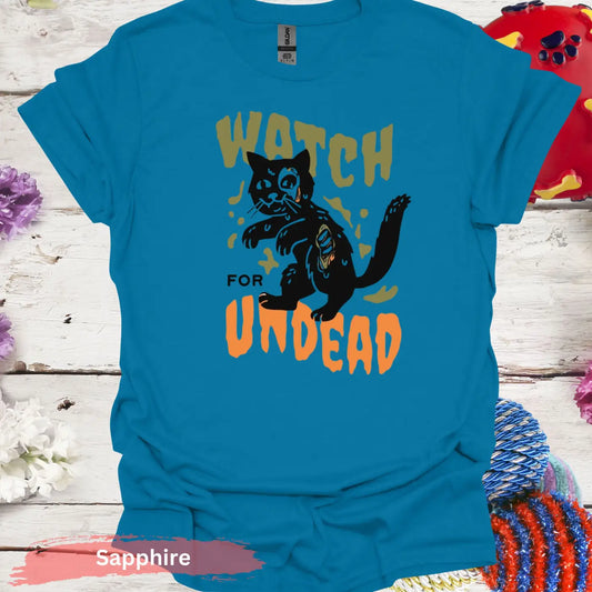 Watch for Undead T-shirt - S / Sapphire - Physical Item