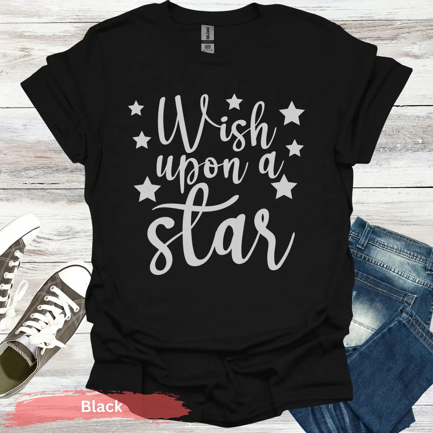 Wish Upon a Star T-shirt - S / Black - Physical Item