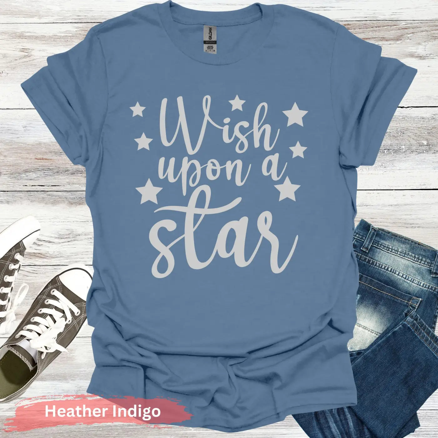 Wish Upon a Star T-shirt - S / Heather Indigo - Physical Item