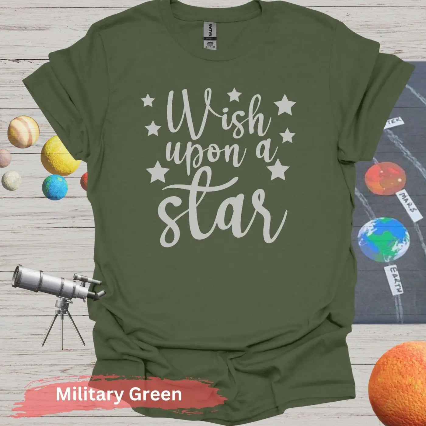 Wish Upon a Star T-shirt - S / Military Green - Physical Item