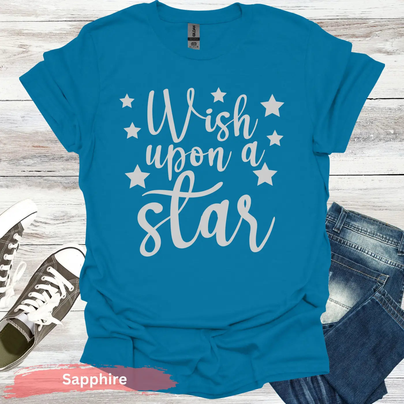 Wish Upon a Star T-shirt - S / Sapphire - Physical Item