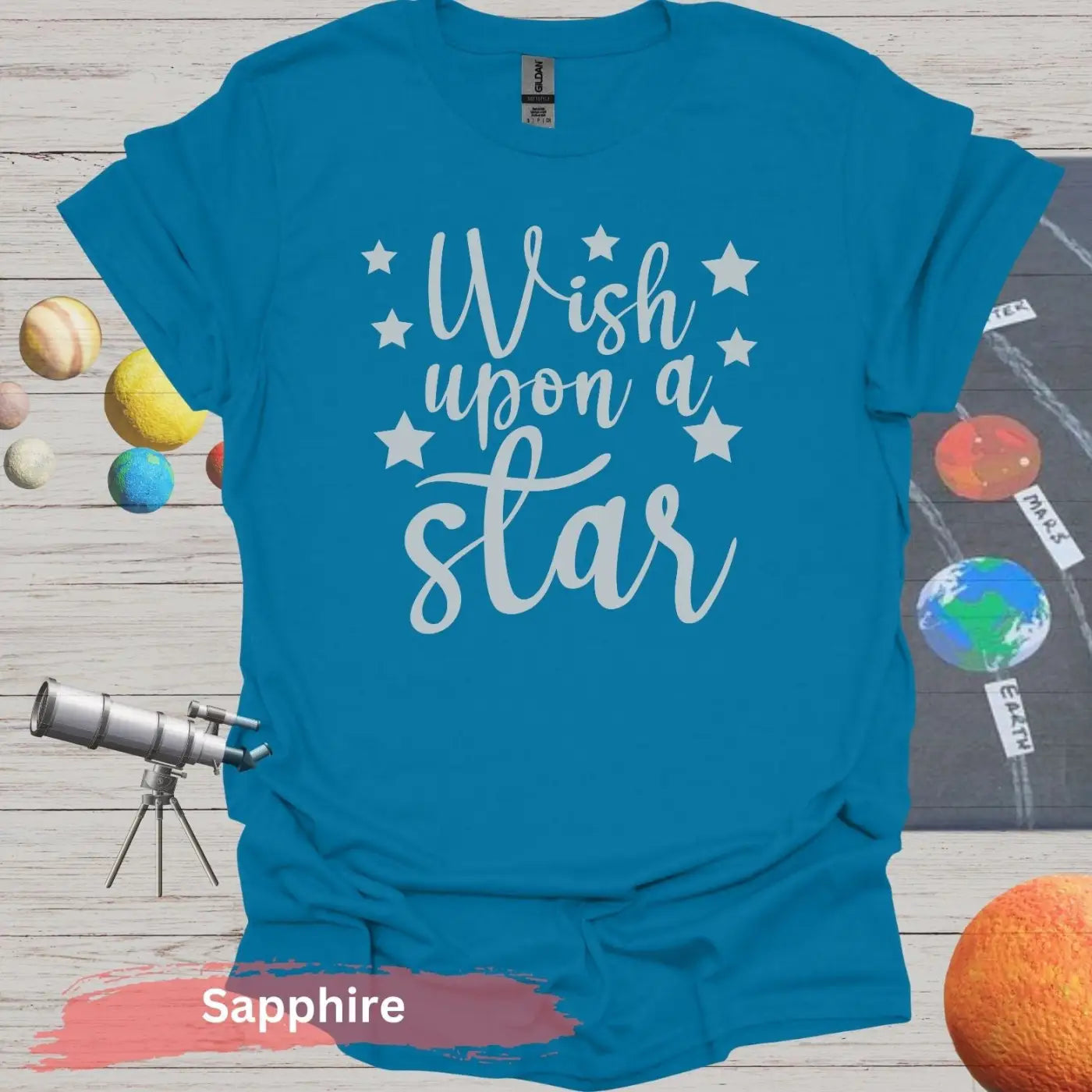 Wish Upon a Star T-shirt - S / Sapphire - Physical Item