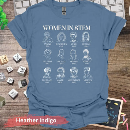 Women in STEM Figures T-Shirt - S / Heather Indigo - Physical Item