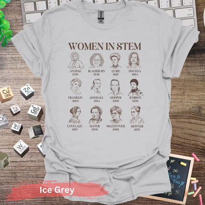 Women in STEM Figures T-Shirt - S / Ice Grey - Physical Item