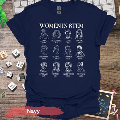 Women in STEM Figures T-Shirt - S / Navy - Physical Item