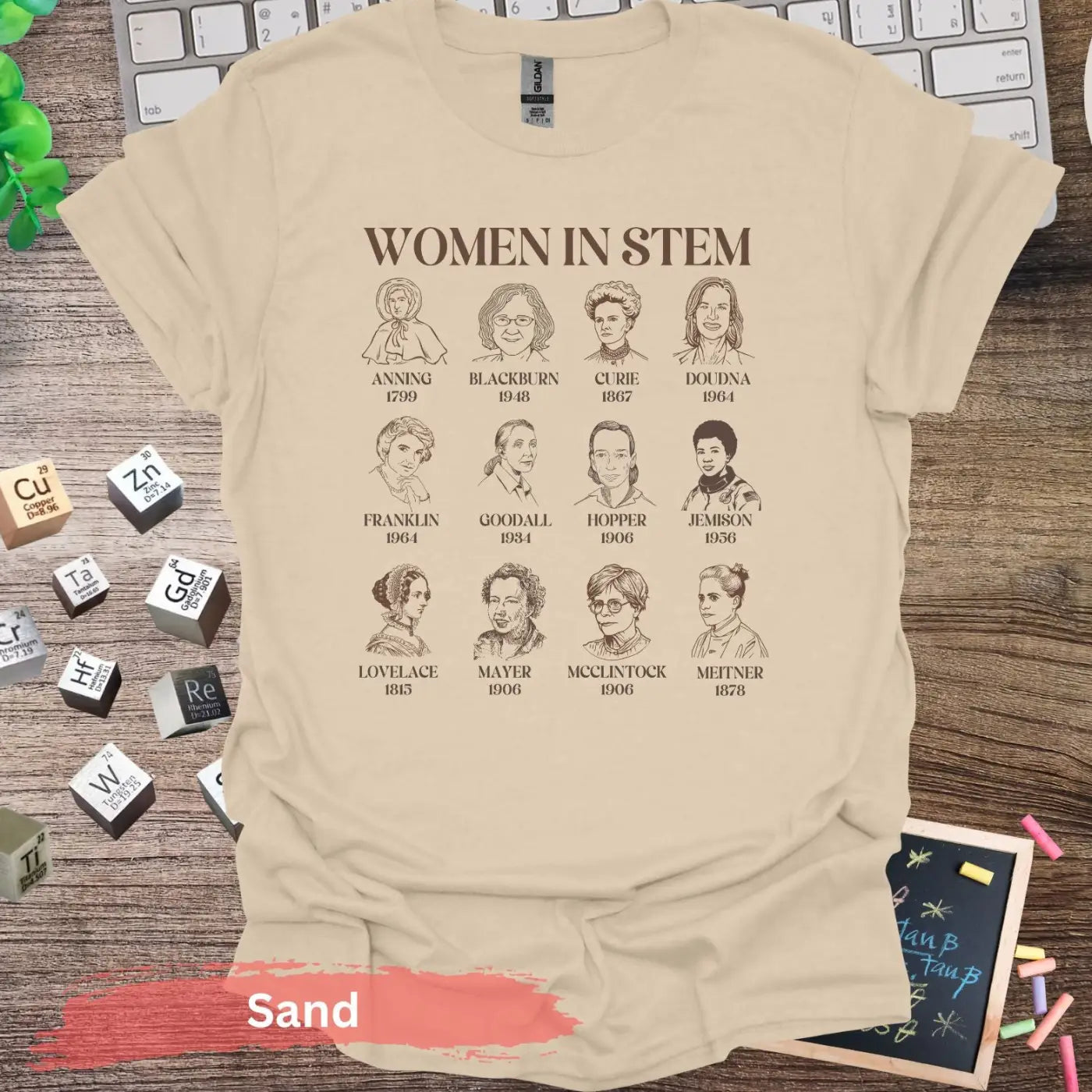 Women in STEM Figures T-Shirt - S / Sand - Physical Item