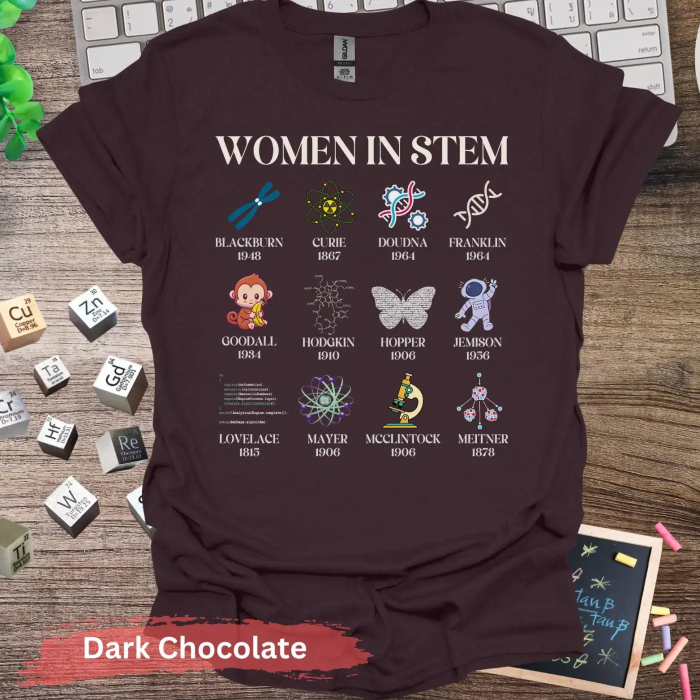 Women in STEM Pioneer Legends T-Shirt - S / Dark Chocolate - Physical Item