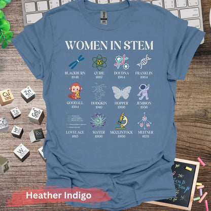 Women in STEM Pioneer Legends T-Shirt - S / Heather Indigo - Physical Item